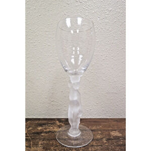 French Bacchus Claret Wine Glass - Frosted Semi Nude Male Stem 7.25" Vintage